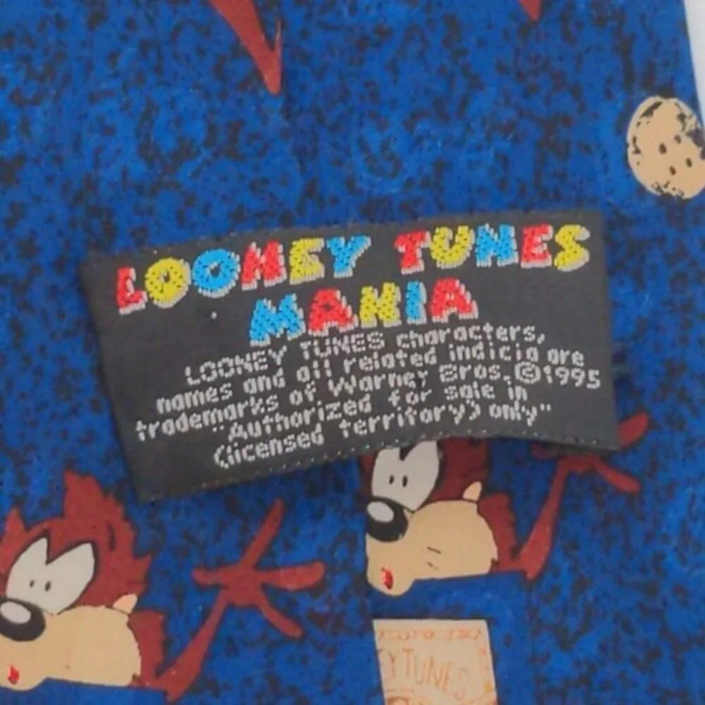 Taz‎ Looney Tunes Tie Necktie Silk Blue 60 Inch Tazmanian Devil